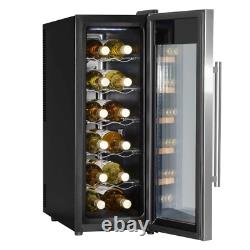 Baridi 12 Bottle Wine Cooler Fridge Touch Controls LED Light Stainless Steel B