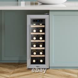 Baridi 12 Bottle Wine Cooler Fridge Touch Controls LED Light Stainless Steel B