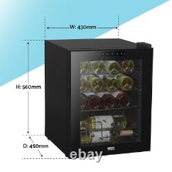Baridi 16 Bottle Wine Cooler, Fridge, Touch Screen, LED, Low Energy A, Black