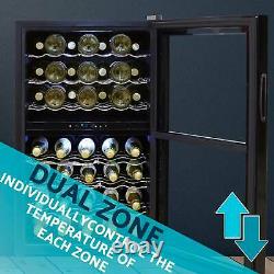 Baridi 43 Bottle Dual Zone Wine Cellar Fridge, 5-18°C, Quiet 42dB, LED, Black