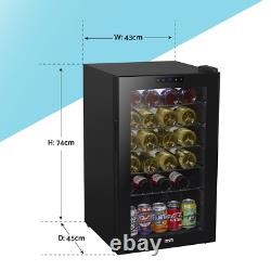 Baridi Black 24 Bottle Wine Fridge Cooler, 5-18°C Touch Controls & LED 430x740mm