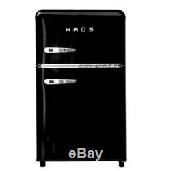 Bauer Haus Undercounter Double Door Retro Fridge Freezer Black 80L A+ Energy
