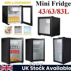 Black 43/63/83L Mini Fridge Under Counter Drinks Fridge Wine Beer Refrigerator