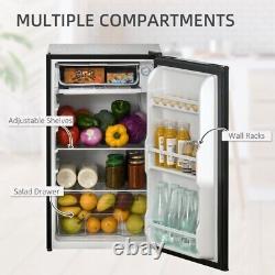 Black Compact Fridge 91L Under Counter Refrigerator Reversible Door Chiller Box