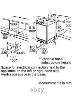 Bosch KUR15A50GB Integrated Frost free Undercounter Larder Fridge A+, 60cm Wide