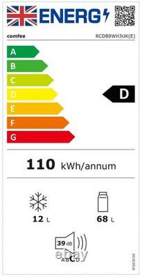 COMFEE RCD80WH3UK(E) 80L Under Counter Fridge with 4 Star Ice Box Inverter