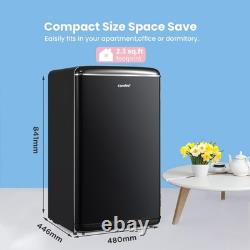 COMFEE' RCD93BL2 Under Counter Black Fridge with Small Ice Box Retro Look