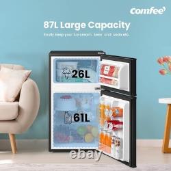 COMFEE' RCT87BL2(E) Under Counter Fridge Freezer, 87L Double Door Small Fridge