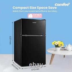 COMFEE' RCT87BL2(E) Under Counter Fridge Freezer, 87L Double Door Small Fridge
