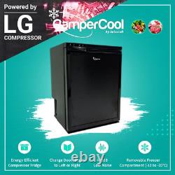 CamperCool CR65 Litre 12/24v Black Campervan Fridge Freezer with LG Compressor