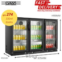 Commercial Bottle Cooler Triple Hinged Door Drinks Chiller Wine Beer Fridge