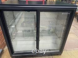 Commercial Double 2 Sliding Door Bar Bottle Cooler Fridge Chiller Beer Wine used Commercial Double 2 Sliding Door Bar Bottle Cooler Fridge Chiller Beer Wine used