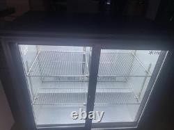 Commercial Double 2 Sliding Door Bar Bottle Cooler Fridge Chiller Beer Wine used