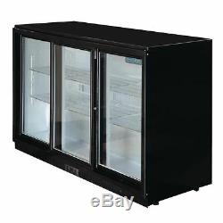 Commercial Polar Back Bar Cooler with Sliding Doors in Black 320Ltr