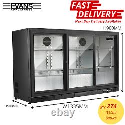 Commercial Sliding Triple Door Bottle Cooler Drinks Chiller Wine Beer Fridge