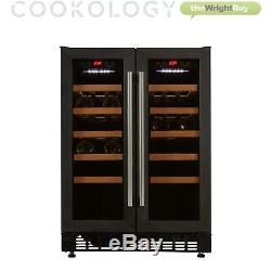 Cookology CWC609BK Black 60cm Dual Zone Wine Cooler 2 Door Undercounter Fridge