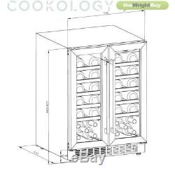 Cookology CWC609BK Black 60cm Dual Zone Wine Cooler 2 Door Undercounter Fridge