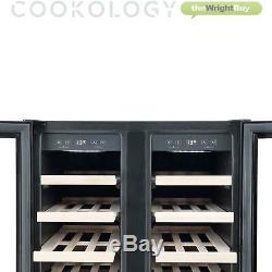 Cookology CWC609BK Black 60cm Dual Zone Wine Cooler 2 Door Undercounter Fridge