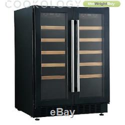 Cookology CWC609BK Black 60cm Dual Zone Wine Cooler 2 Door Undercounter Fridge