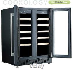 Cookology CWC609BK Black 60cm Dual Zone Wine Cooler 2 Door Undercounter Fridge