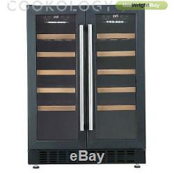 Cookology CWC609BK Black 60cm Dual Zone Wine Cooler 2 Door Undercounter Fridge