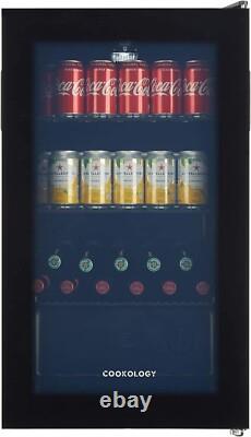 Cookology Drinks Fridge 48cm Under Counter 93L Glass Door Black BC96BK