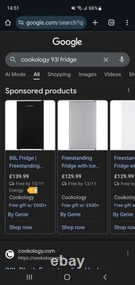 Cookology UCIF93BK Undercounter Refrigerator Black