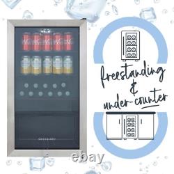 Cookology Under Counter Drinks Fridge 47cm Cooler 105 Cans S/Steel CBC98SS
