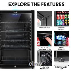 Drinks Cooler 115L Under Counter Fridge, Lock, LED Light