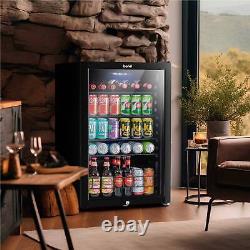 Drinks Cooler 115L Under Counter Fridge, Lock, LED Light