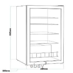 Drinks Cooler 115L Under Counter Fridge, Lock, LED Light