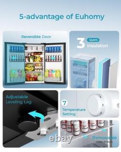 EUHOMY 93L Under Counter Fridge Small Fridge Freezer with 7 Stage Thermostat