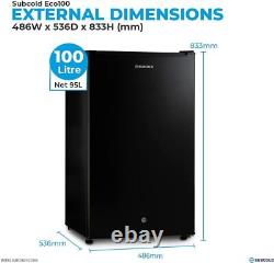 Eco100 led under-counter black fridge freestanding refrigerator solid door