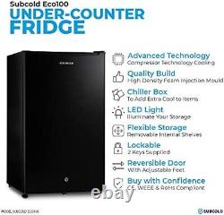 Eco100 led under-counter black fridge freestanding refrigerator solid door