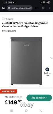 ElectriQ 127 Litre Freestanding Under Counter Larder Fridge Silver eiQ55UCLFS