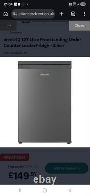 ElectriQ 127 Litre Freestanding Under Counter Larder Fridge Silver eiQ55UCLFS