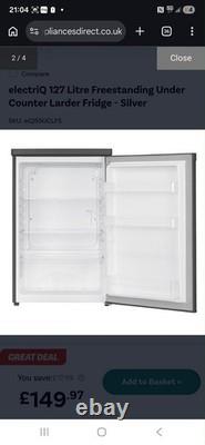 ElectriQ 127 Litre Freestanding Under Counter Larder Fridge Silver eiQ55UCLFS