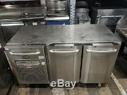 FOSTER STAINLESS STEEL UNDER COUNTER 2 DOOR FRIDGE and small drawer