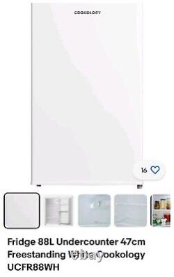 Fridge 88L Undercounter 47cm Freestanding White Cookology UCFR88WH