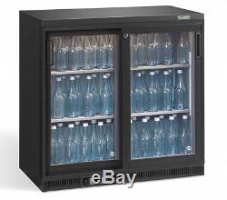 Gamko E3 Undercounter Refrigerator/Bottle Cooler. 2 Sliding Glass Doors. Black