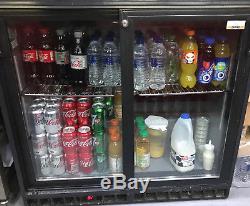 Gamko E3 Undercounter Refrigerator/Bottle Cooler. 2 Sliding Glass Doors. Black