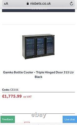 Gamko Undercounter Back Bar Chiller Bottle Cooler triple Door Fridge