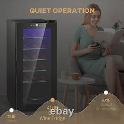 HOMCOM 50L Undercounter Wine Cooler Fridge with LED Light Glass Door 18 Bottles