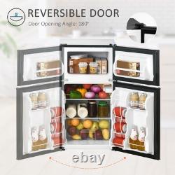HOMCOM 88L Small Fridge Freezer with 5-Setting Thermostat, Inner Light