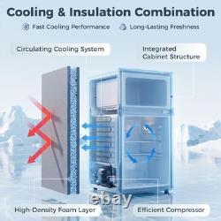 HOMCOM 88L Under Counter Fridge Freezer with 5 Setting Thermostat Small Fridge