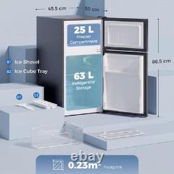 HOMCOM 88L Under Counter Fridge Freezer with 5 Setting Thermostat Small Fridge
