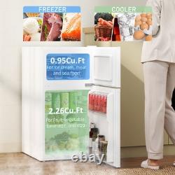 HOMCOM 88L Under Counter Fridge with 5-Setting Thermostat, White
