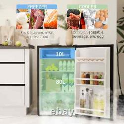 HOMCOM 91L Freestanding Under Counter Fridge with Lock Black