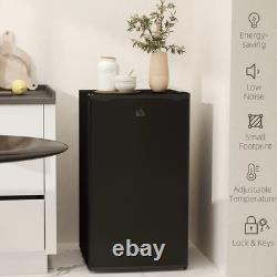 HOMCOM 91L Freestanding Under Counter Fridge with Lock Black