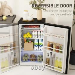HOMCOM 91L Freestanding Under Counter Fridge with Lock Black